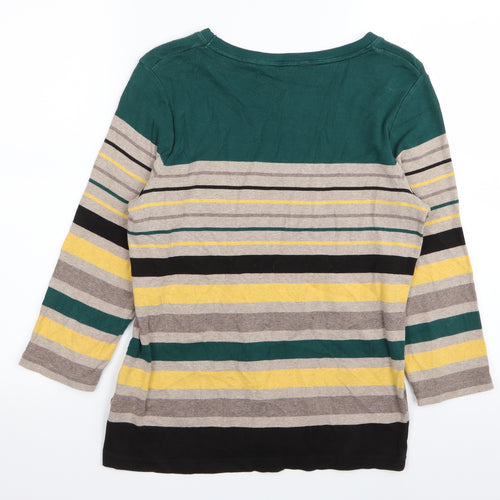 miane Womens Multicoloured Striped  Basic T-Shirt Size M