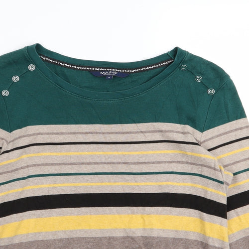 miane Womens Multicoloured Striped  Basic T-Shirt Size M
