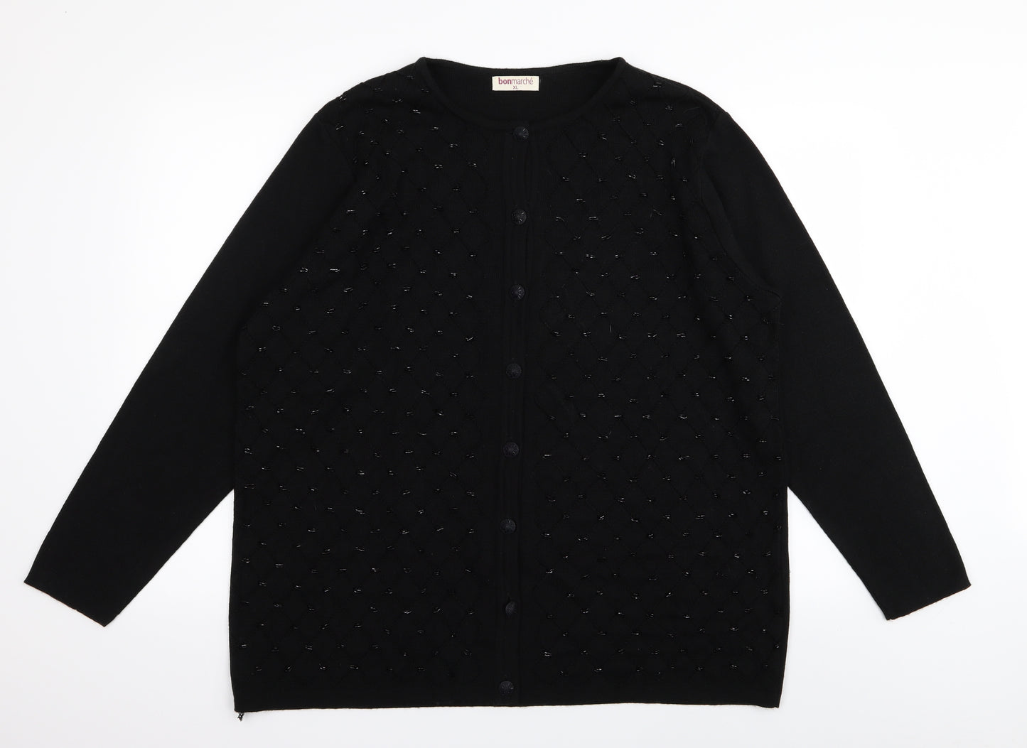 Bonmarché Womens Black Argyle/Diamond  Cardigan Jumper Size XL