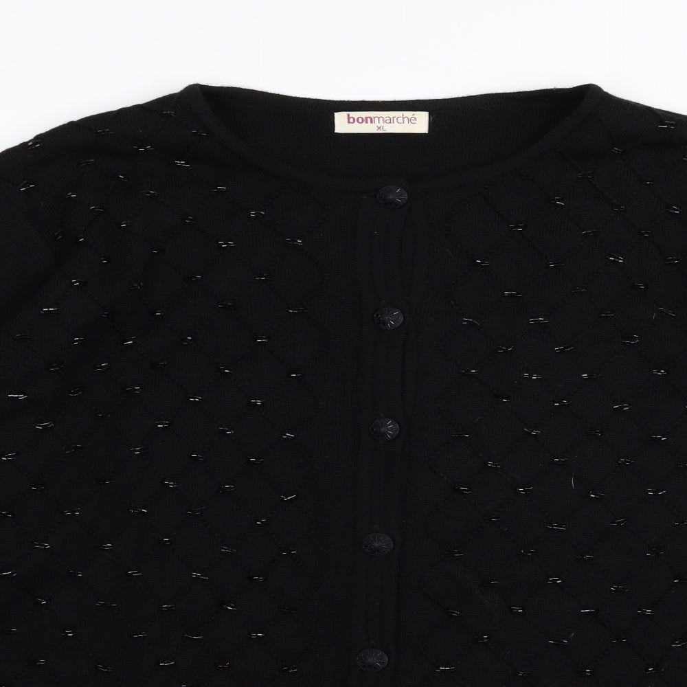 Bonmarché Womens Black Argyle/Diamond  Cardigan Jumper Size XL