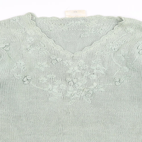 knitwear collection Womens Green Floral  Pullover Jumper One Size