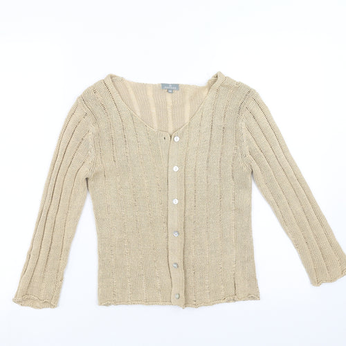 NAF NAF Womens Beige Striped  Cardigan Jumper Size M