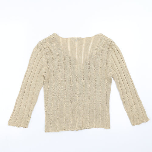 NAF NAF Womens Beige Striped  Cardigan Jumper Size M