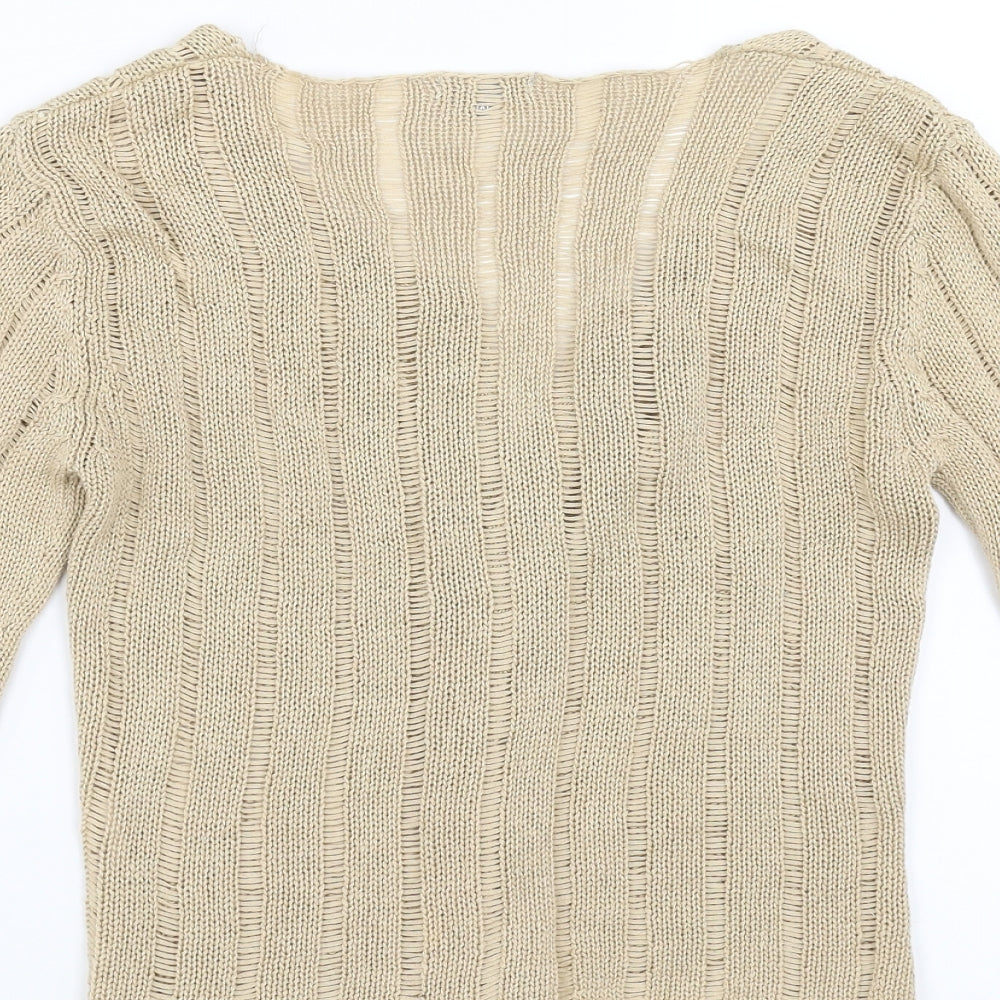 NAF NAF Womens Beige Striped  Cardigan Jumper Size M