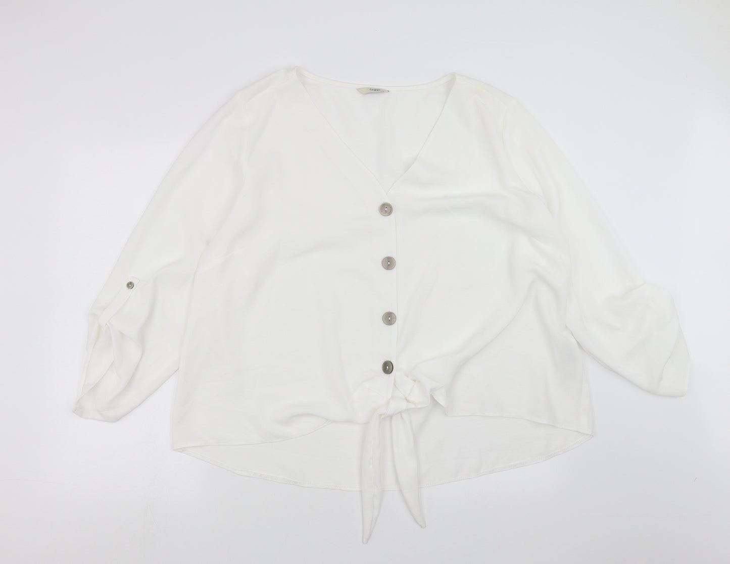 George Womens White   Basic Blouse Size 22  - tie Front Detail