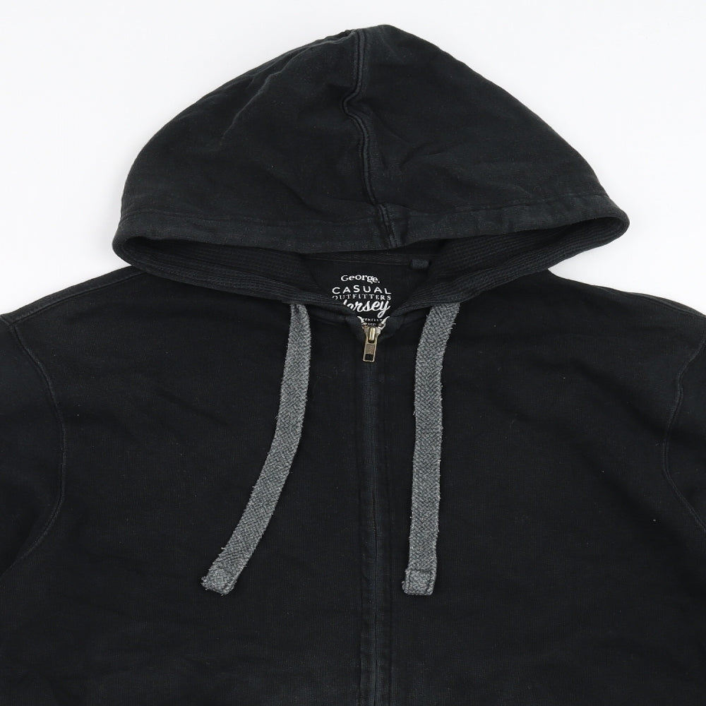 George Womens Black   Full Zip Hoodie Size L  - cat embroidered