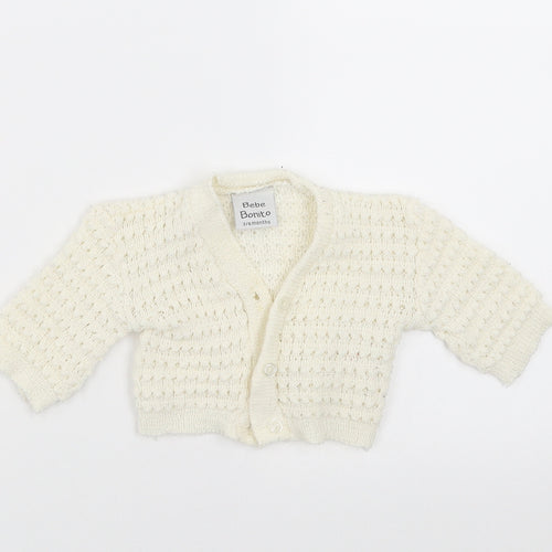 Bebe Bonito Girls White   Cardigan Jumper Size 3-6 Months