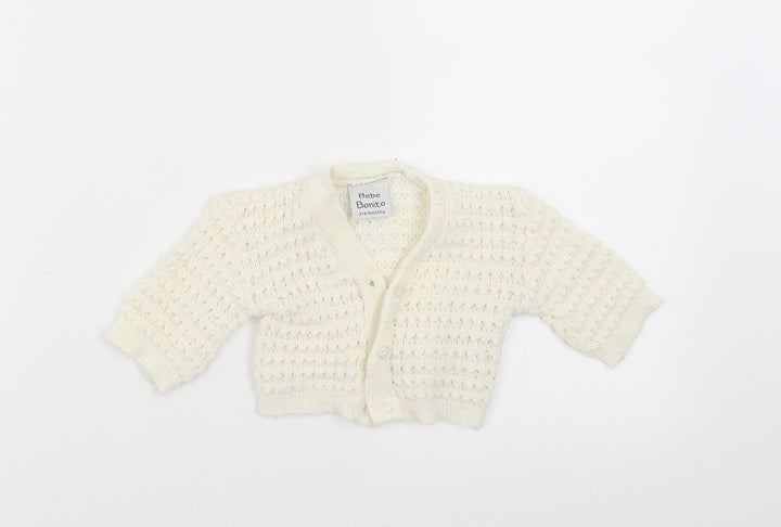 Bebe Bonito Girls White   Cardigan Jumper Size 3-6 Months