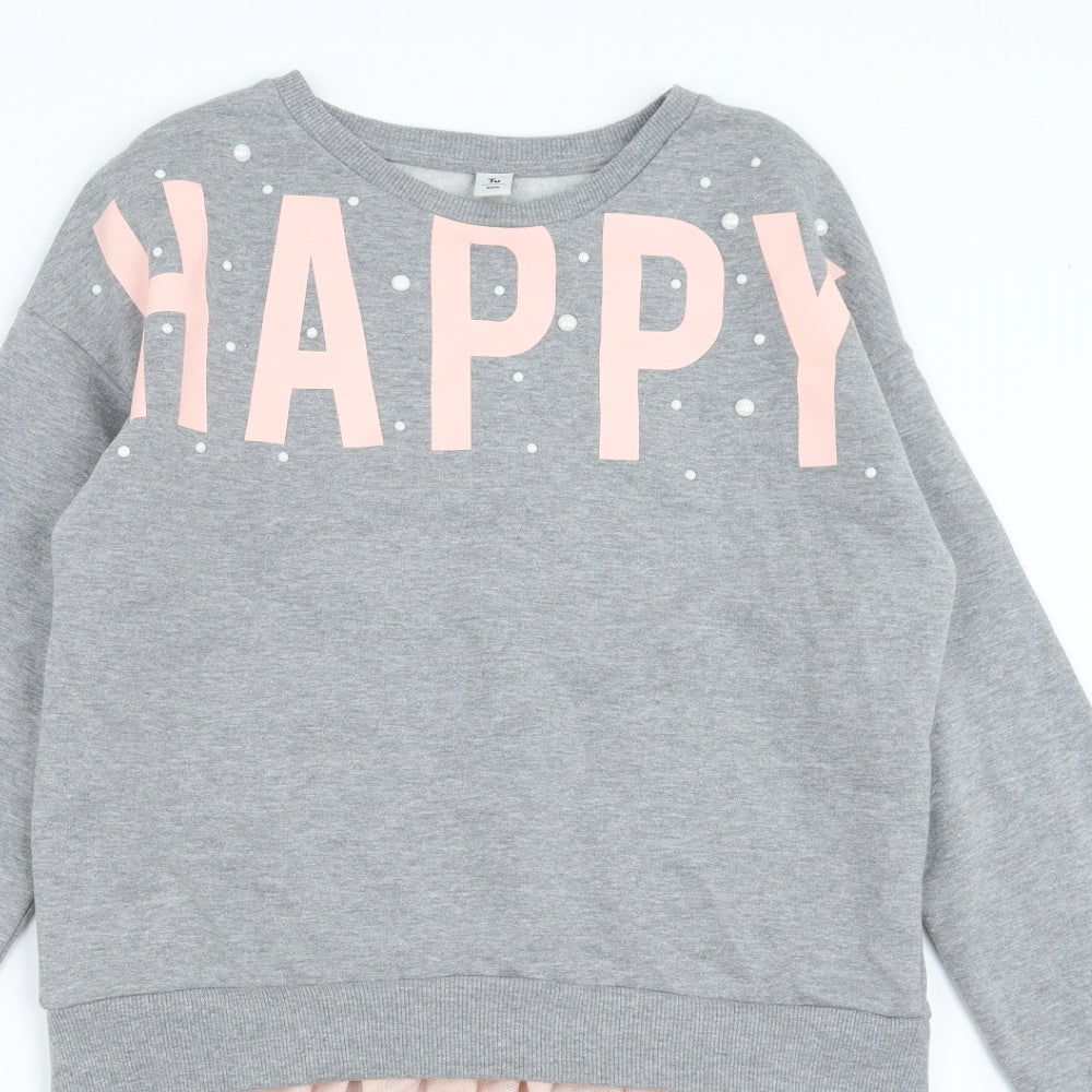 Sainsburys  Girls Grey   Jumper Dress  Size 14 Years  - happy