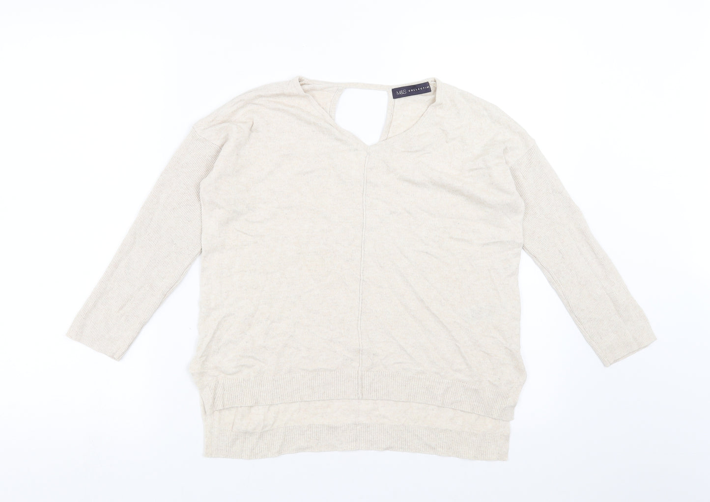 Marks and Spencer Womens Beige  Knit Pullover Jumper Size 8