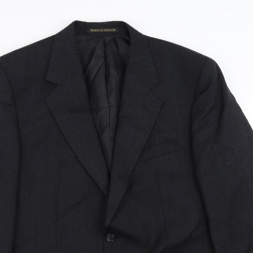 Marks and Spencer Mens Grey Striped  Jacket Suit Jacket Size 42