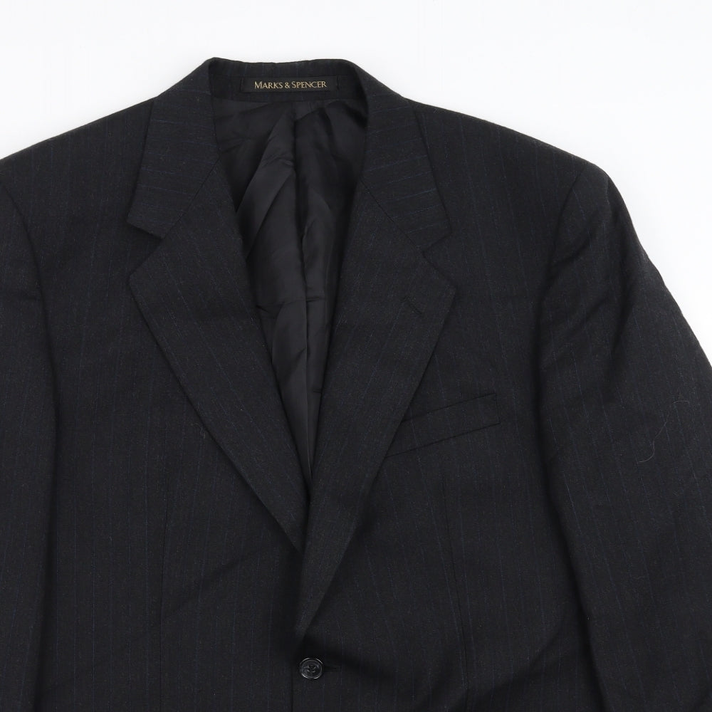 Marks and Spencer Mens Grey Striped  Jacket Suit Jacket Size 42