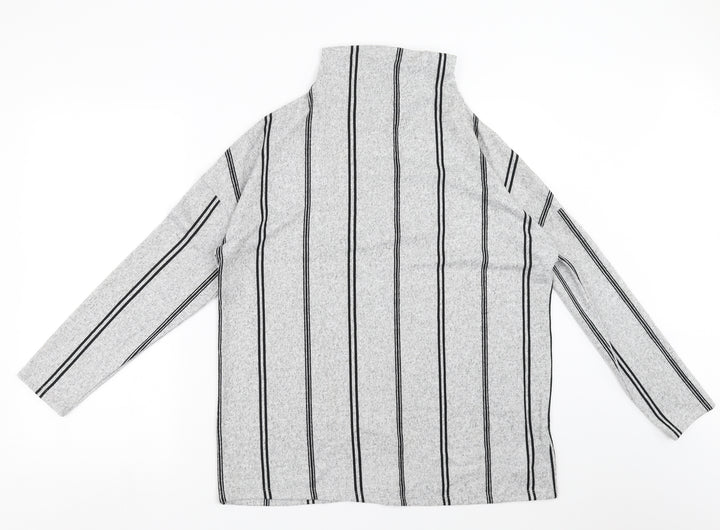 F&F Womens Grey Striped Pullover Jumper Size 12