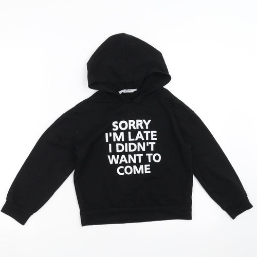 SheIn Girls Black   Pullover Hoodie Size 8 Years  - sorry im late i didnt want to come