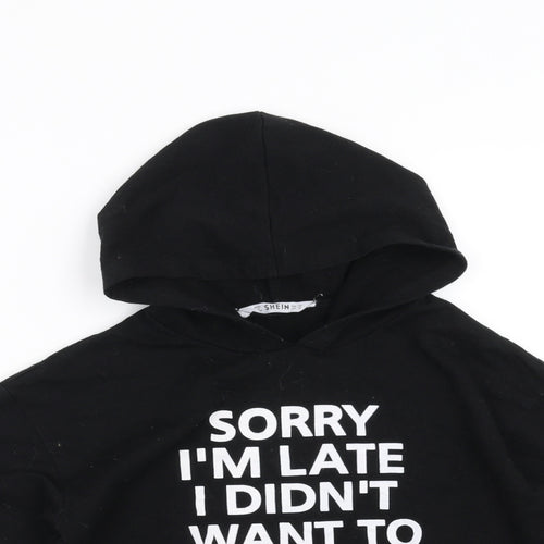 SheIn Girls Black   Pullover Hoodie Size 8 Years  - sorry im late i didnt want to come