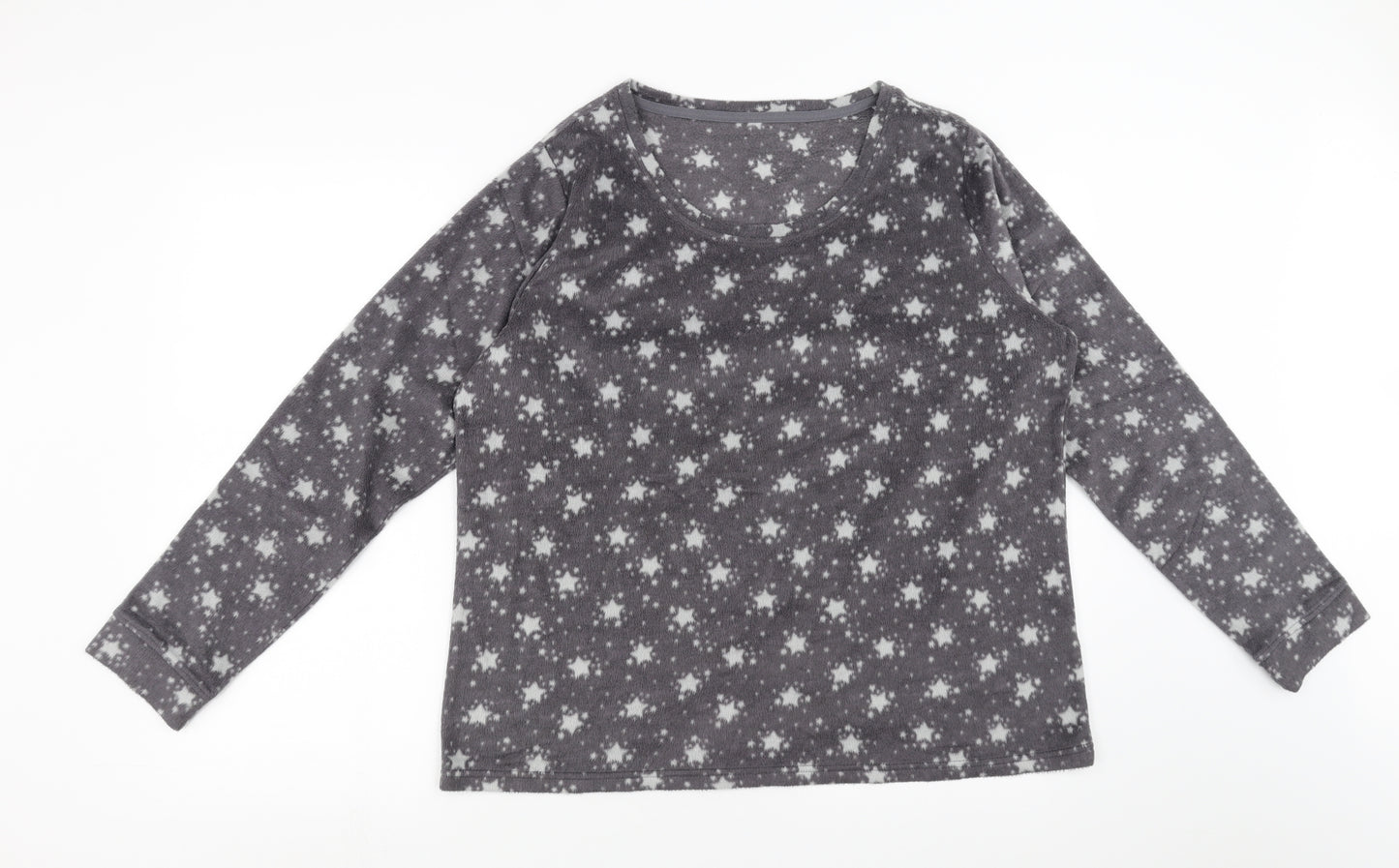 Marks and Spencer Womens Grey Geometric Fleece Top Pyjama Top Size 16  - Star pattern