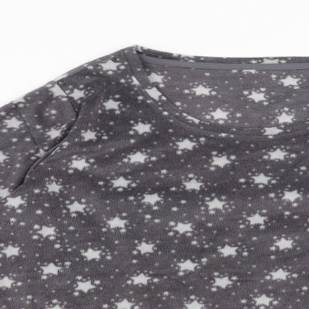 Marks and Spencer Womens Grey Geometric Fleece Top Pyjama Top Size 16  - Star pattern