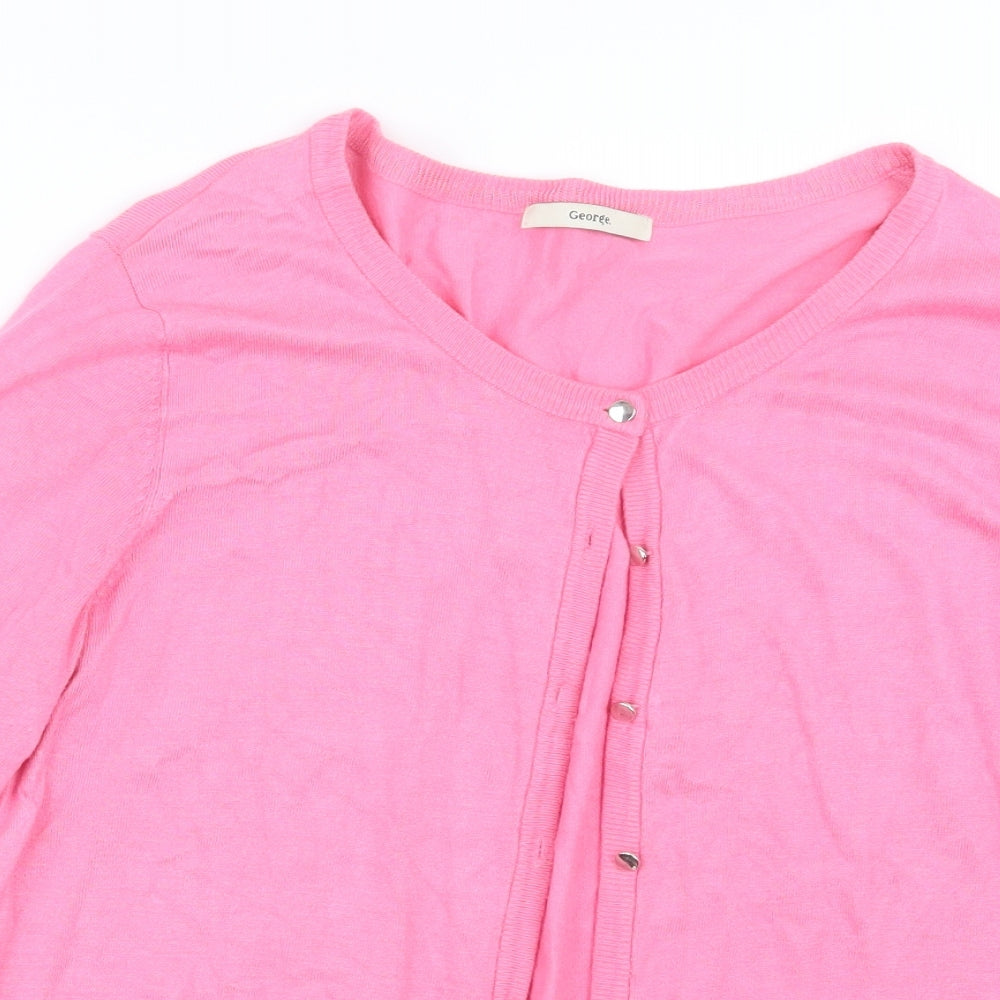 George Womens Pink  Knit Cardigan Jumper Size 14