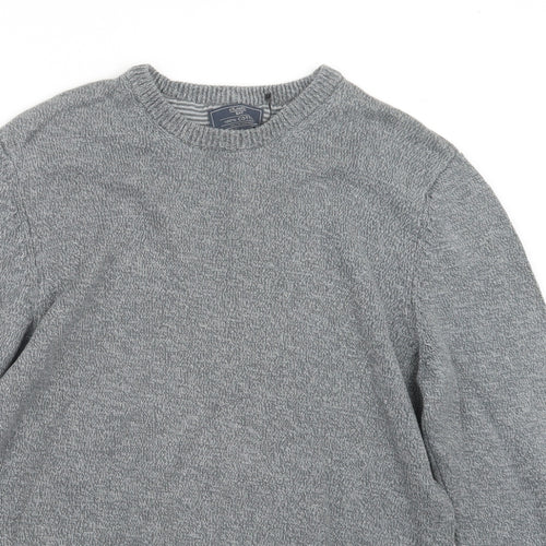 Atlantic Bay Mens Grey  Knit Pullover Jumper Size S