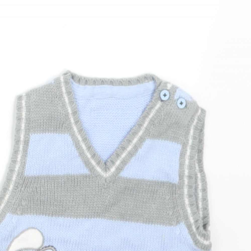George Boys Blue Striped Knit Pullover Jumper Size 3-6 Months