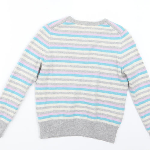 Marks and Spencer Womens Grey Striped Knit Pullover Jumper Size 14