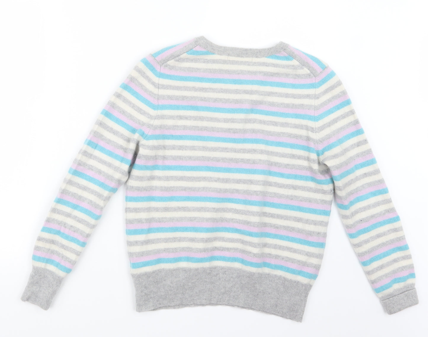 Marks and Spencer Womens Grey Striped Knit Pullover Jumper Size 14