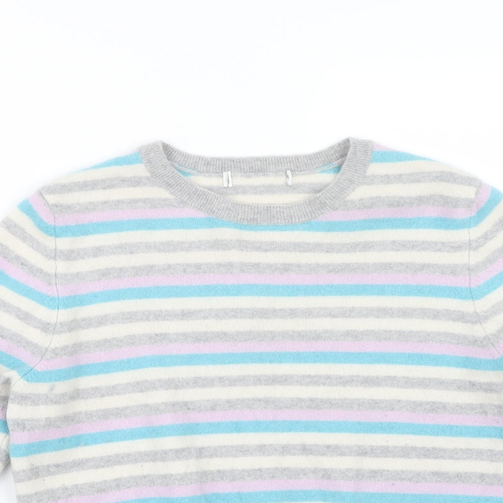 Marks and Spencer Womens Grey Striped Knit Pullover Jumper Size 14