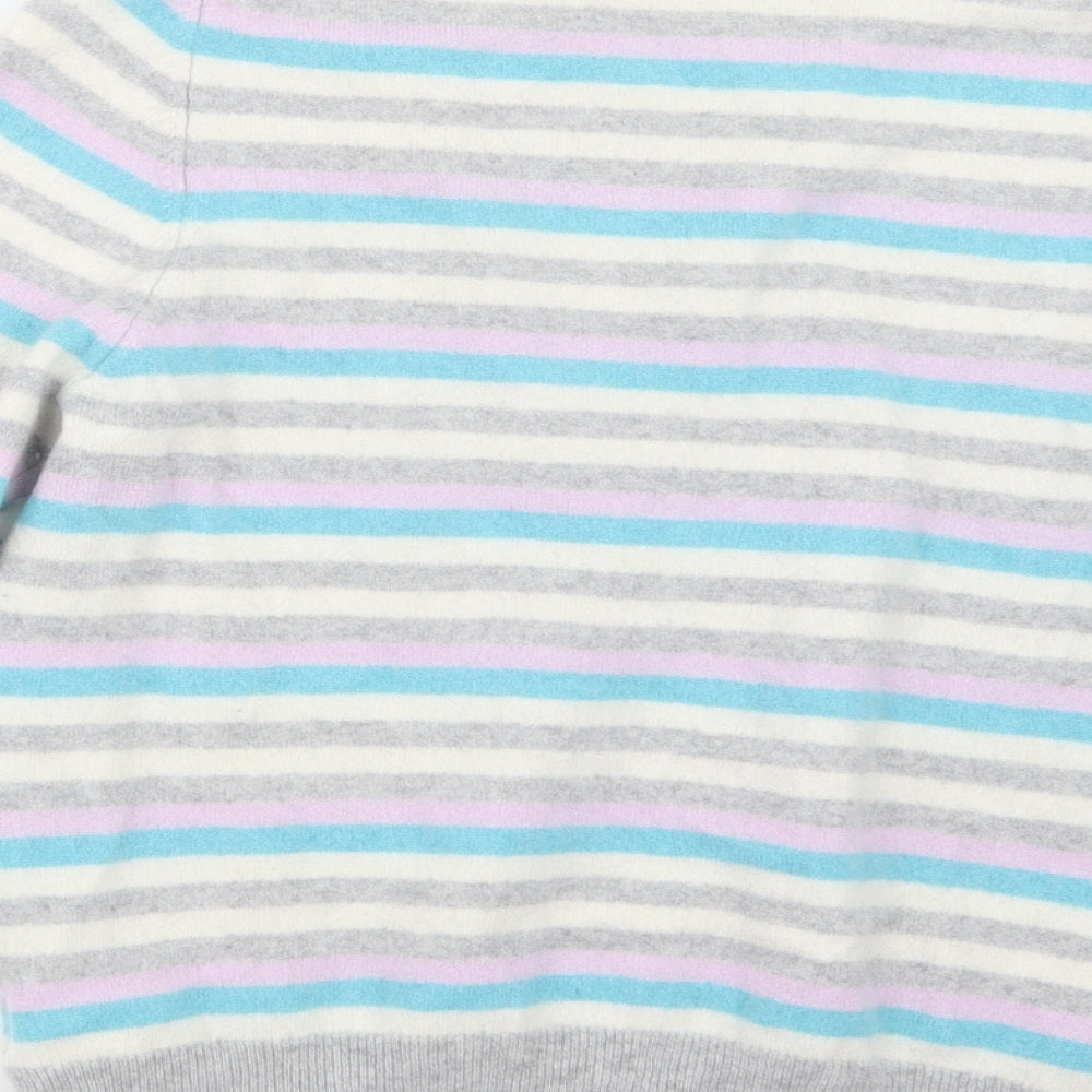 Marks and Spencer Womens Grey Striped Knit Pullover Jumper Size 14