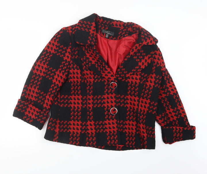 SF Collection Womens Red Geometric Jacket Size 16