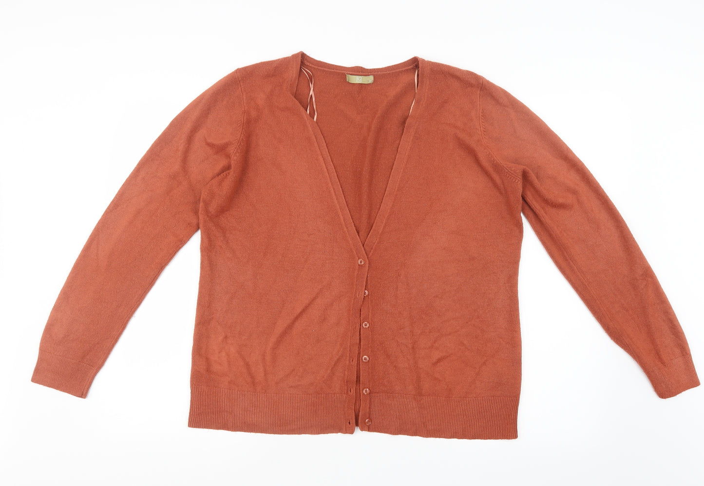TU Womens Orange  Knit Cardigan Jumper Size 20