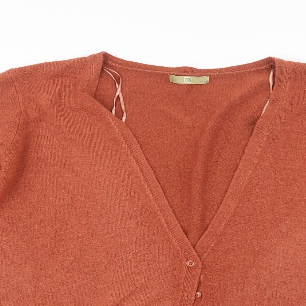 TU Womens Orange  Knit Cardigan Jumper Size 20