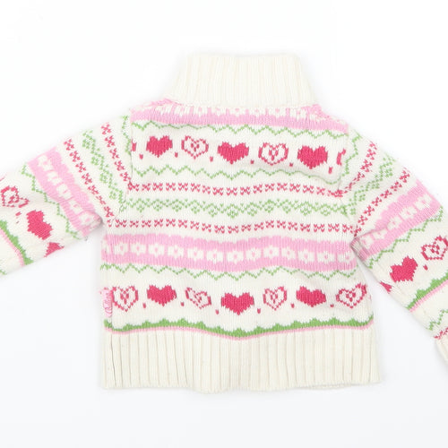 Miss Bellina Girls White Geometric Knit Jacket Coatigan Size 3-6 Months