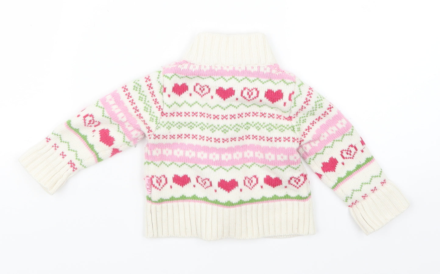 Miss Bellina Girls White Geometric Knit Jacket Coatigan Size 3-6 Months