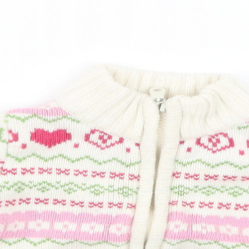 Miss Bellina Girls White Geometric Knit Jacket Coatigan Size 3-6 Months