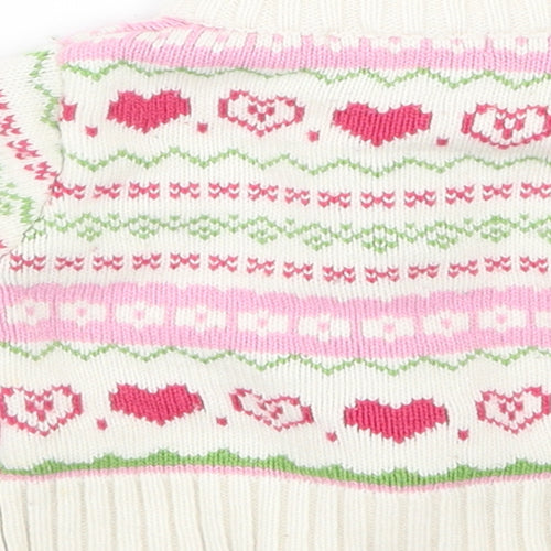 Miss Bellina Girls White Geometric Knit Jacket Coatigan Size 3-6 Months