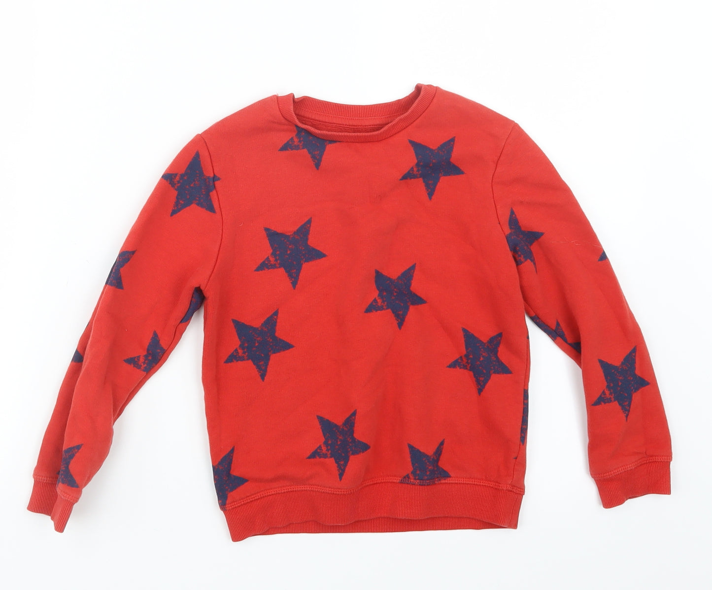 Marks and Spencer Boys Red Geometric  Pullover Jumper Size 5-6 Years