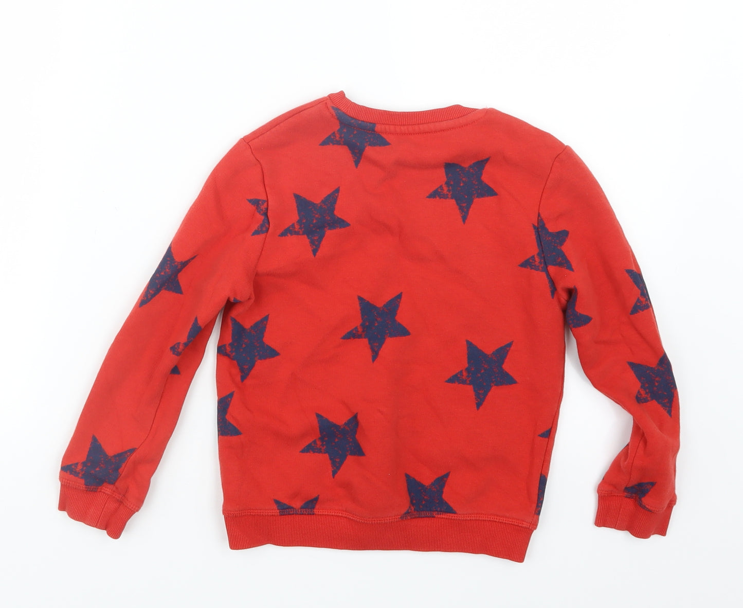 Marks and Spencer Boys Red Geometric  Pullover Jumper Size 5-6 Years