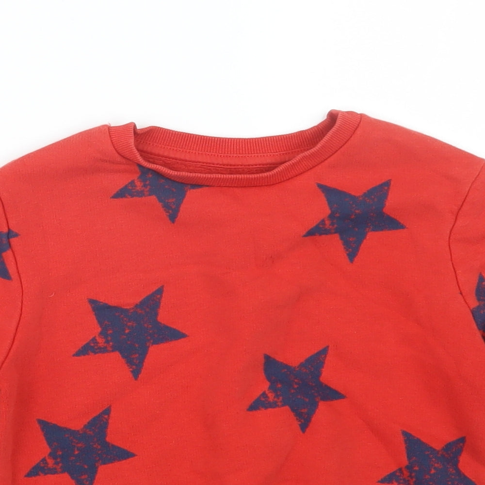 Marks and Spencer Boys Red Geometric  Pullover Jumper Size 5-6 Years