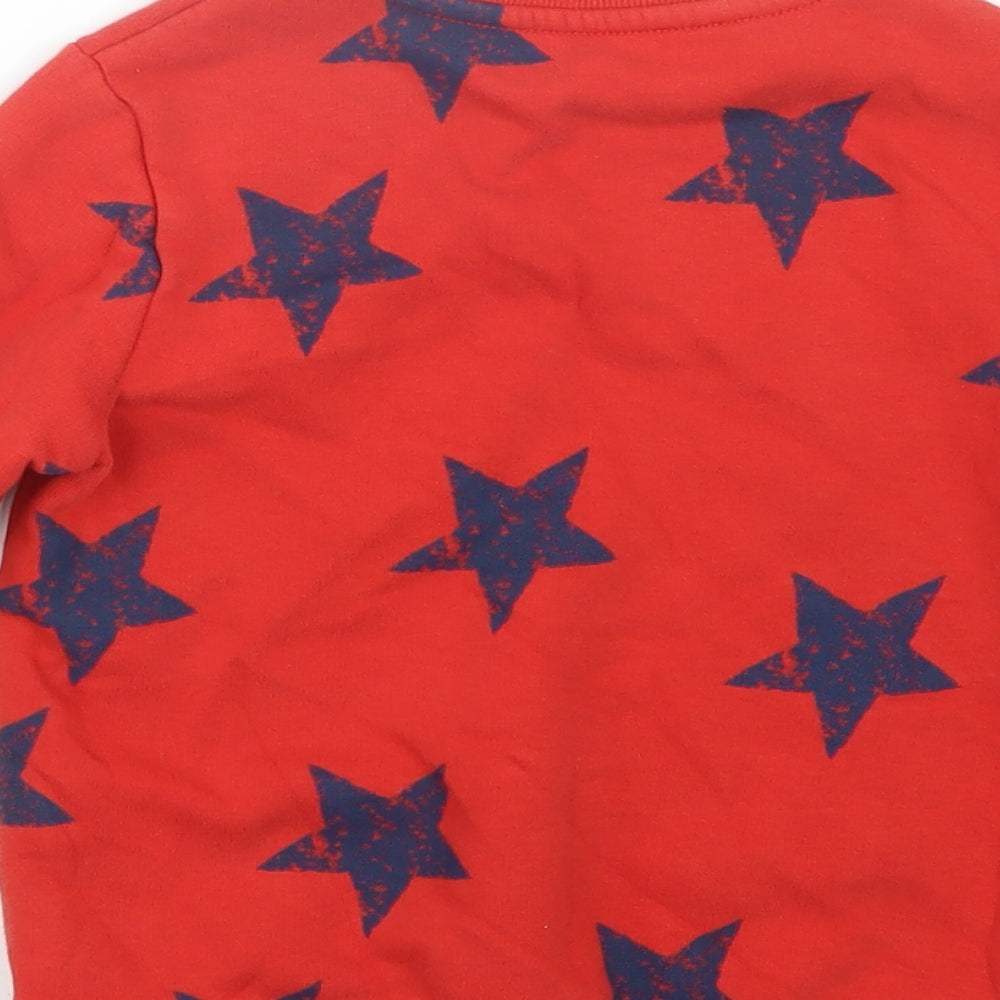Marks and Spencer Boys Red Geometric  Pullover Jumper Size 5-6 Years
