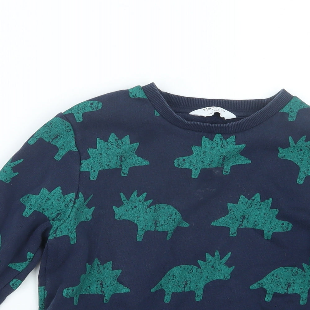 Marks and Spencer Boys Blue Geometric  Pullover Jumper Size 6-7 Years