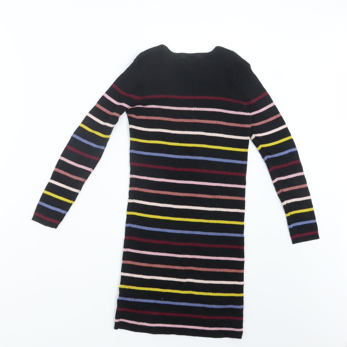 Marks and Spencer Girls Black Striped  Pullover Jumper Size 6-7 Years