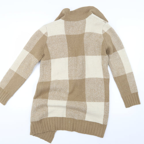 Atmosphere Womens Beige Check Knit Cardigan Jumper Size 10