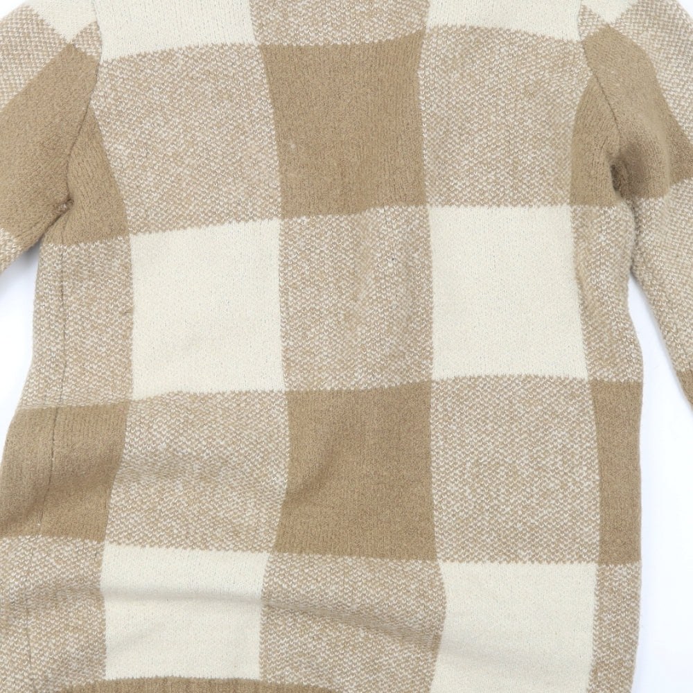 Atmosphere Womens Beige Check Knit Cardigan Jumper Size 10