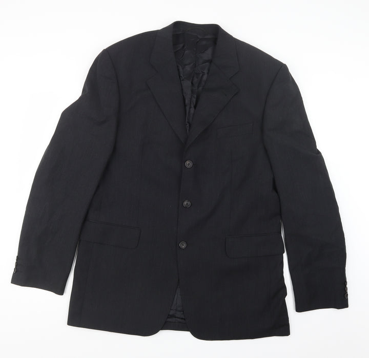 Tessuto Mens Black Jacket Suit Jacket Size 40