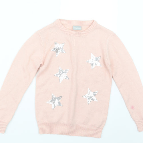 Matalan Girls Pink  Knit Pullover Jumper Size 8-9 Years