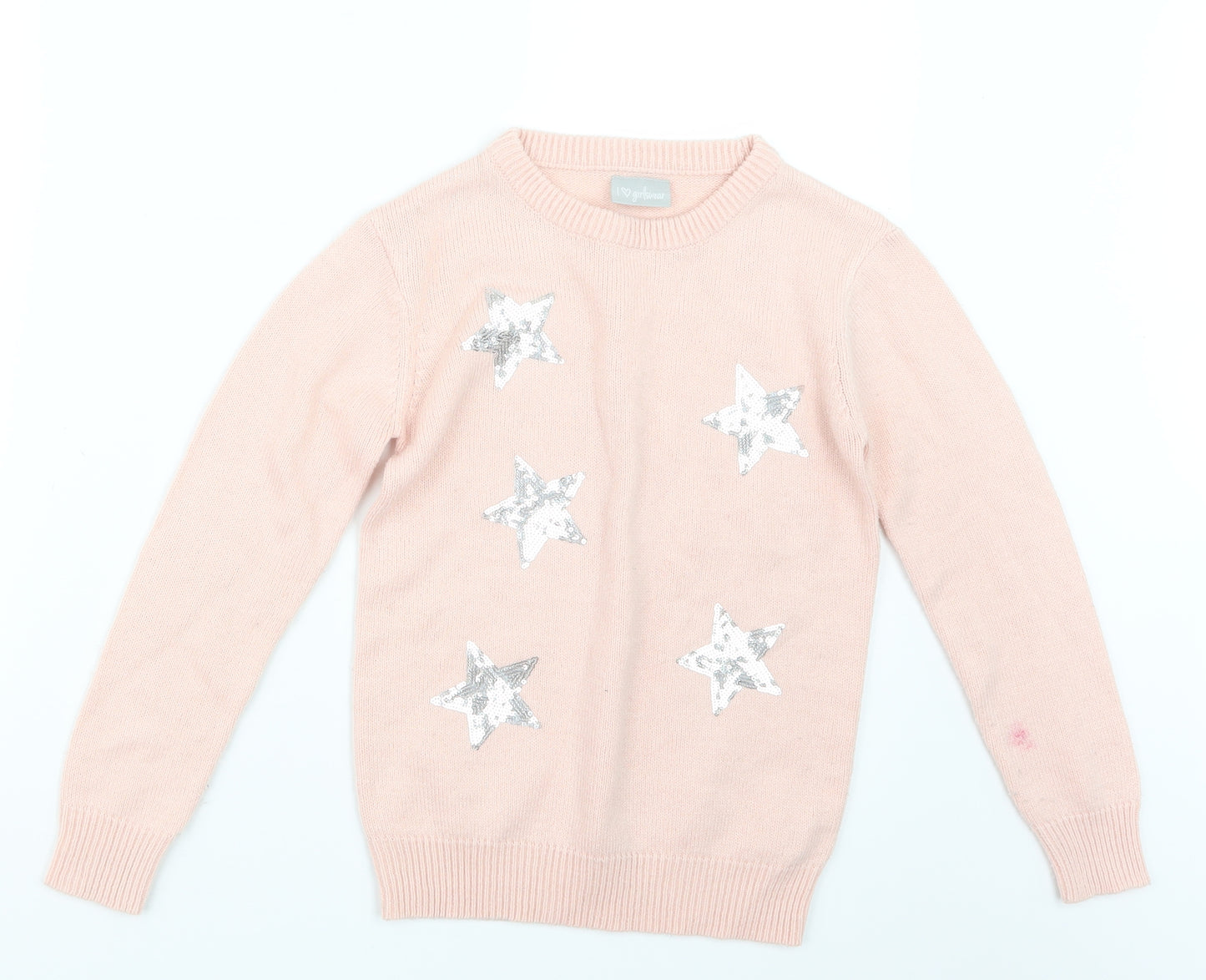 Matalan Girls Pink  Knit Pullover Jumper Size 8-9 Years