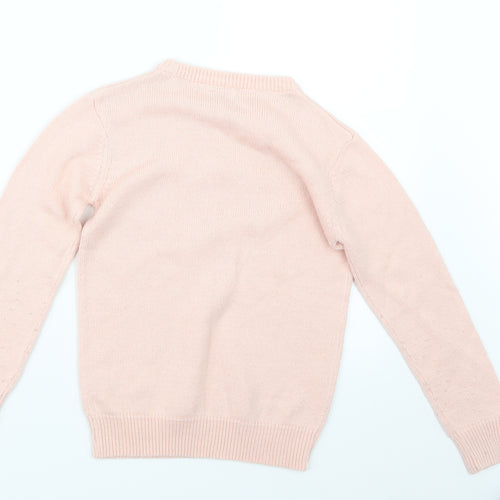 Matalan Girls Pink  Knit Pullover Jumper Size 8-9 Years