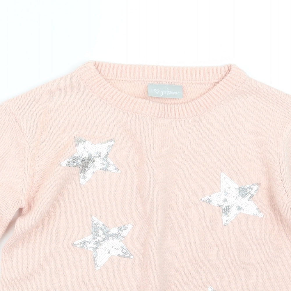 Matalan Girls Pink  Knit Pullover Jumper Size 8-9 Years