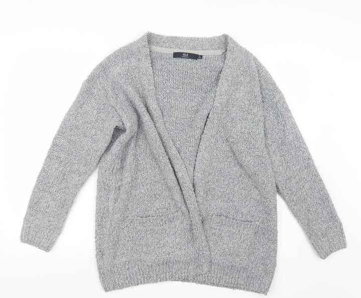 Isle Womens Grey Knit Cardigan Jumper Size 10