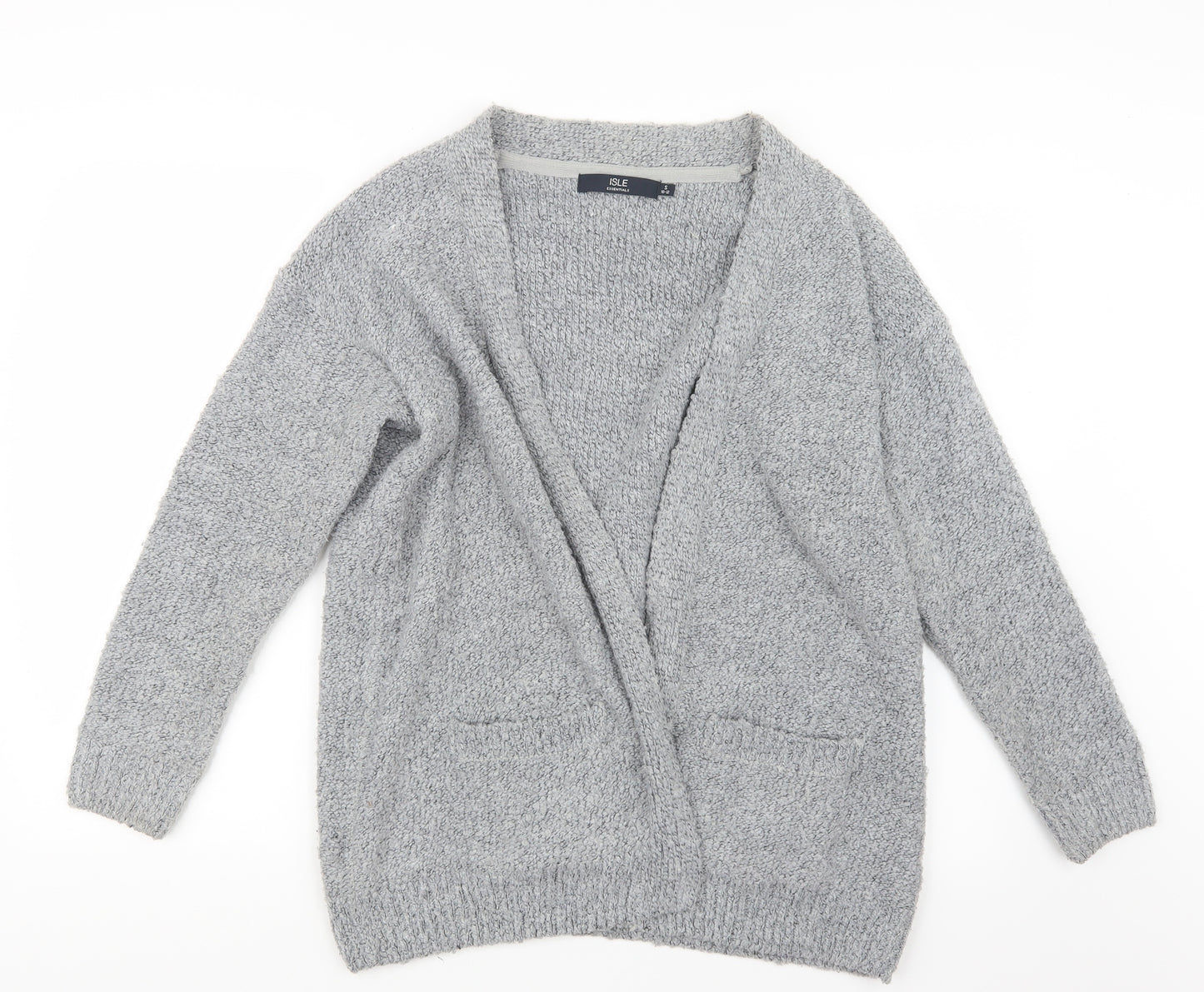 Isle Womens Grey  Knit Cardigan Jumper Size 10